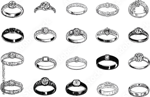 Vector illustration of deferent ring set