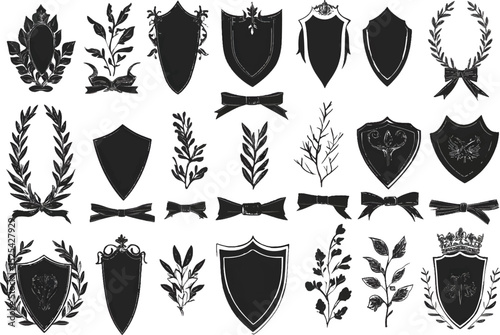 Vector illustration of deferent batch and shield set