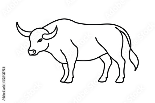 Continuous line drawing of buffalo