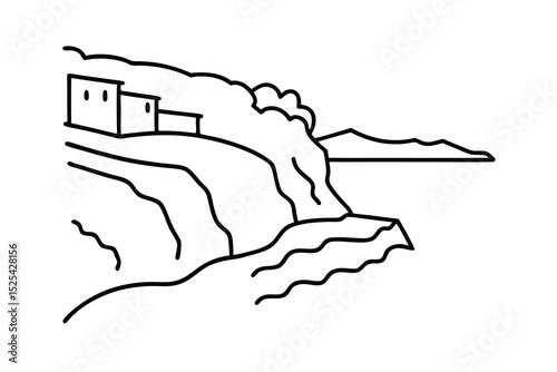 Continuous line drawing of coastal cliffs of zanzibar