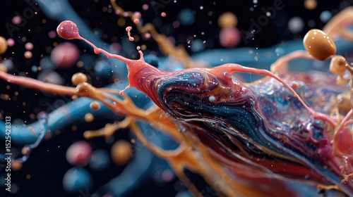 Vibrant and colorful object drenched in a splatter of bright paint creating a playful and artistic visual display