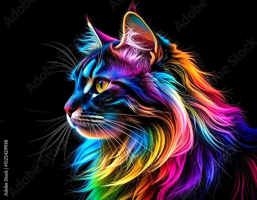 Colorful cat profile