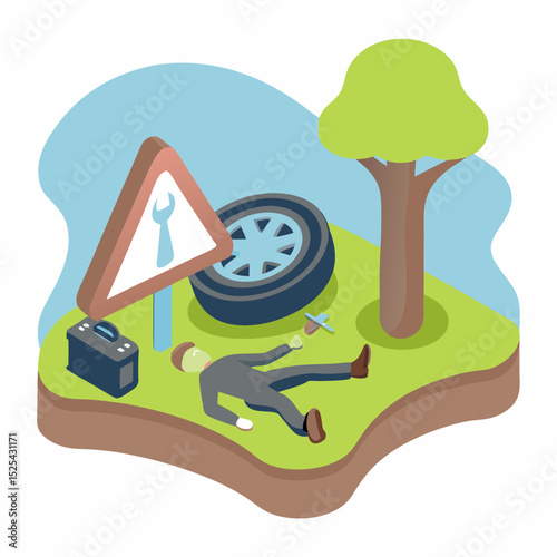 Emergency Warning Sign with Person Icon – Safety Hazard Alert Symbol

