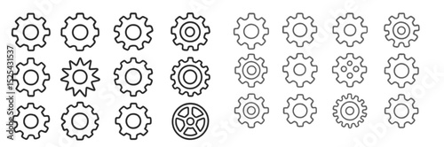 Various gear designs arranged in an organized pattern showcasing mechanical shapes and symmetry