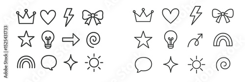 Wallpaper Mural Collection of various simple icons including stars, hearts, and symbols displayed in a grid layout for design purposes Torontodigital.ca