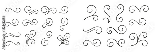 Collection of decorative swirls and flourishes for graphic design use in various projects and applications