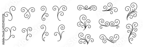 Decorative swirls and curls for creative design applications in various styles and arrangements