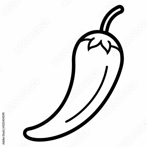 Simple black and white outline of a chili pepper for culinary or design use