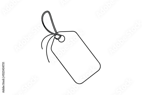 Simple line drawing of a blank price tag with string