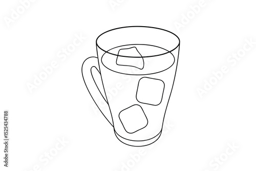 Iced beverage in a mug line drawing illustration
