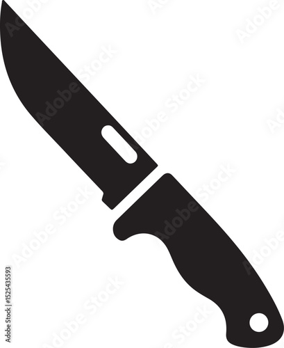 Knife silhouette icon, showing a hunting with a wooden handle, hunting knife vector illustration