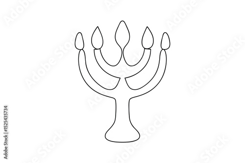 Simple line drawing of a seven branched menorah