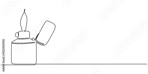 Continuous line drawing. Lighter. Black isolated on white background. Hand drawn vector illustration, Continuous Line Drawing Of Lighter. One Line Of Lighter. Lighter Continuous Line Art. Editable Out