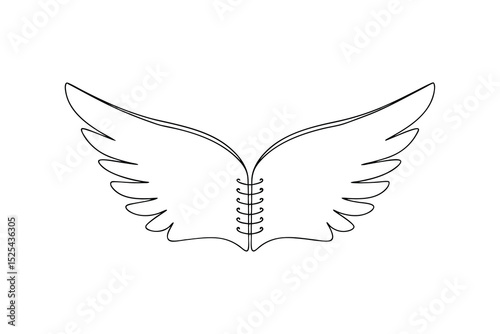 Elegant line drawing of wings bound together