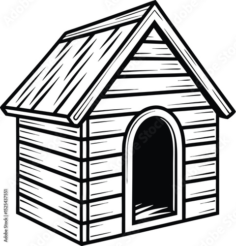 Dog house icon, pet kennel vector, dog shelter silhouette, flat animal home, simple pet design