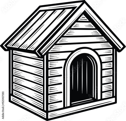 Dog house icon, pet kennel vector, dog shelter silhouette, flat animal home, simple pet design