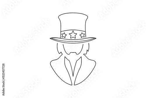 Uncle sam line drawing patriotic american icon