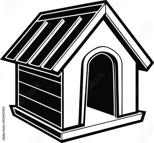 Dog house icon, pet kennel vector, dog shelter silhouette, flat animal home, simple pet design