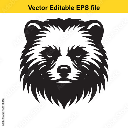 Stylized Vector Illustration of a Raccoon Dog Head