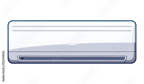 CartoonStyle Illustration of an Air Conditioner Unit with Blue Trim Against White Background
