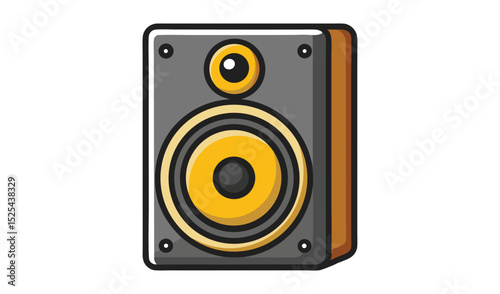 CartoonStyle of a Gray and Yellow Speaker with a Brown Accent on the Side
