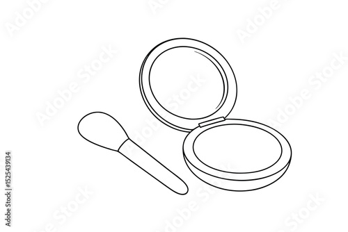 Compact powder makeup line drawing with brush
