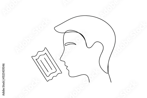 Line drawing of a person holding a ticket stub