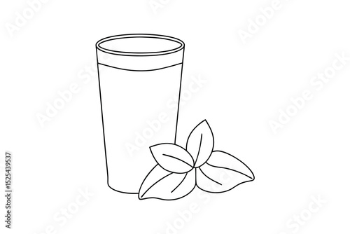 Refreshing mint drink line drawing illustration