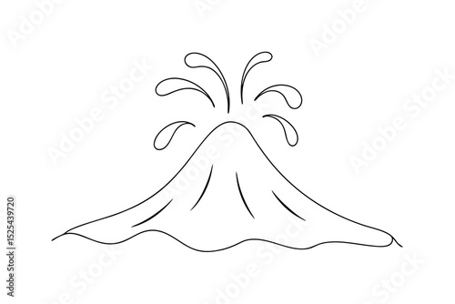 Simple line drawing of a volcano erupting