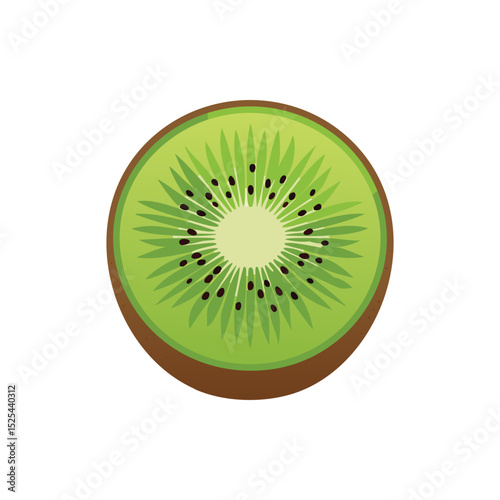 Fresh Kiwi Slice Vector Art , Minimalist Fruit Illustration for Creative Use.