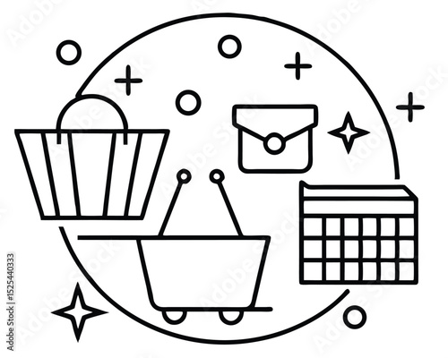 Vector illustration of a shopping cart icon, symbolising online retail and e-commerce for your business