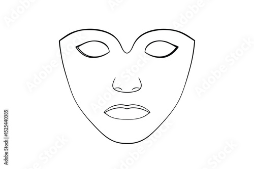 Simple line drawing of a woman's face mask