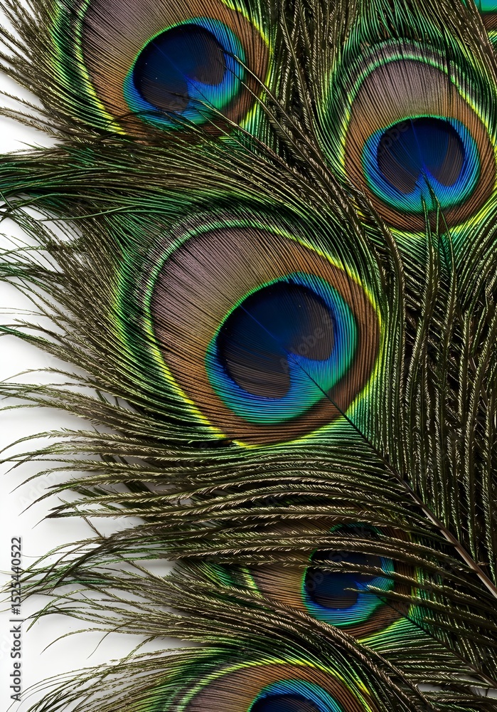 Fototapeta premium Close-up of Vibrant Peacock Feathers with Iridescent Colors