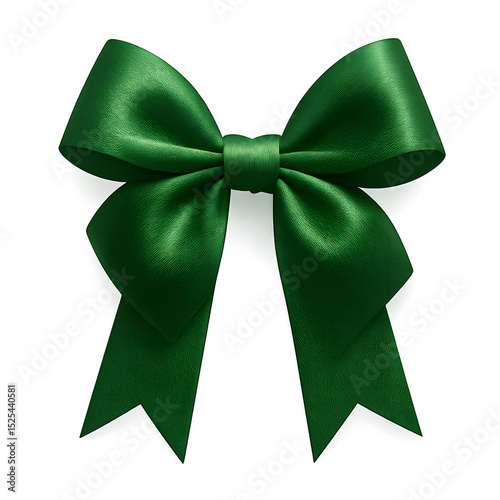 green bow isolated on white  transparent background 