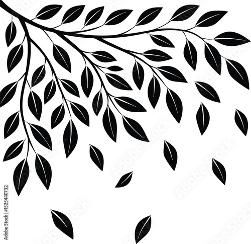 Autumn leaves blowing, windy weather doodle, stormy nature icon, cartoon hurricane vector, falling foliage silhouette
