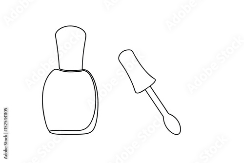 Simple line drawing of nail polish bottle and applicator