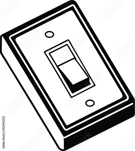 Light switch silhouette, electrical button icon, wall switch vector, simple home symbol, black control design