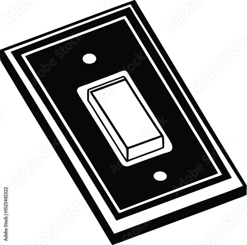 Light switch silhouette, electrical button icon, wall switch vector, simple home symbol, black control design