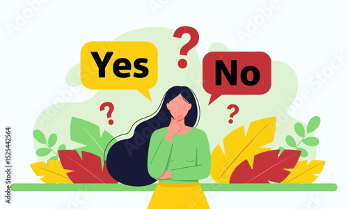 Decision Making: Choosing Between Yes or No. This visual represents the concept of making a choice, facing a dilemma, or problem-solving.