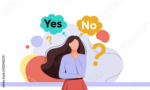 Decision Making: Choosing Between Yes or No. This visual represents the concept of making a choice, facing a dilemma, or problem-solving.