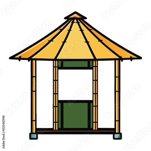a bamboo hut vector white background.