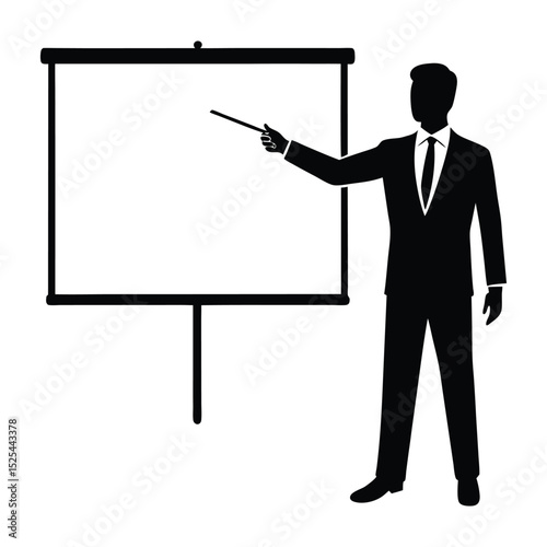 businessman pointing at blank board