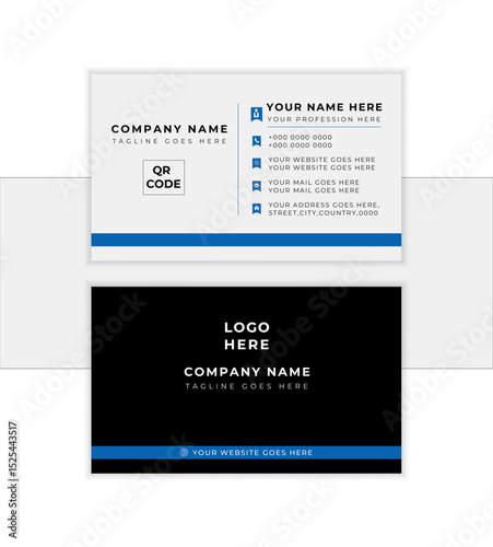 business card design . double sided business card template modern and clean style . flat & editable vector
