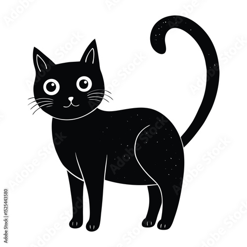 Vector illustration of a cute black and white cat, perfect for pet-themed designs or Halloween art