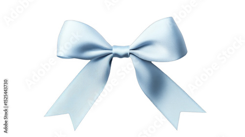 Detailed powder blue ribbon bow isolated on a transparent background, PNG image, PNG file.