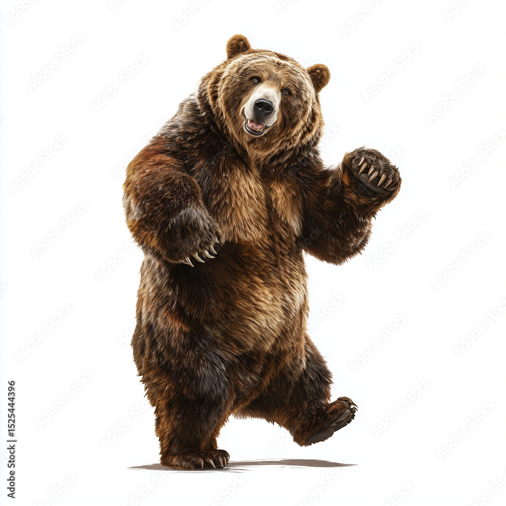 Fototapeta premium Majestic Brown Bear in a Pose , isolated on white background png