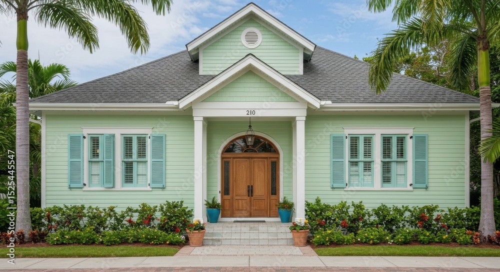 Fototapeta premium Pastel Green Key West Inspired A-Frame Cottage