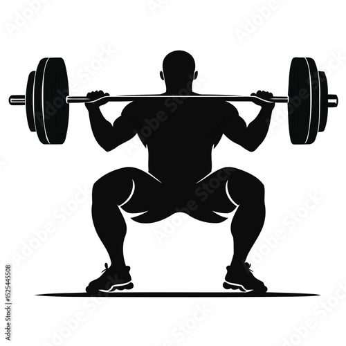 silhouette of a man lifting weights, gym bodybuilder Pose 