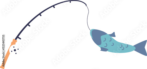 Rod with fish vector illustration