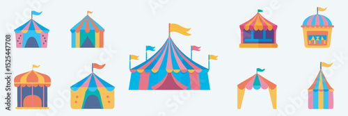 A Collection of Colorful Circus Tent and Booth Illustrations